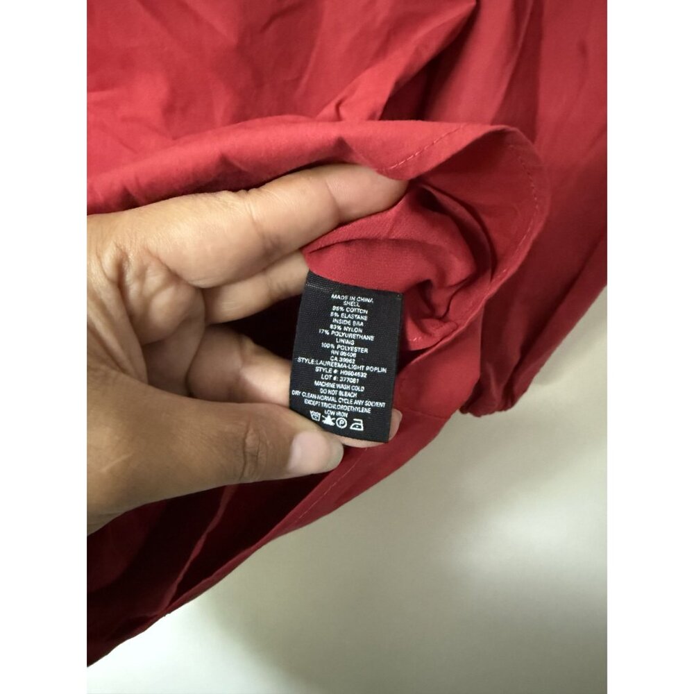 New Theory Laureema Off Shoulder Crimson Red Poplin Blouse Size‎ 0 Quiet Luxury - Picture 5 of 7